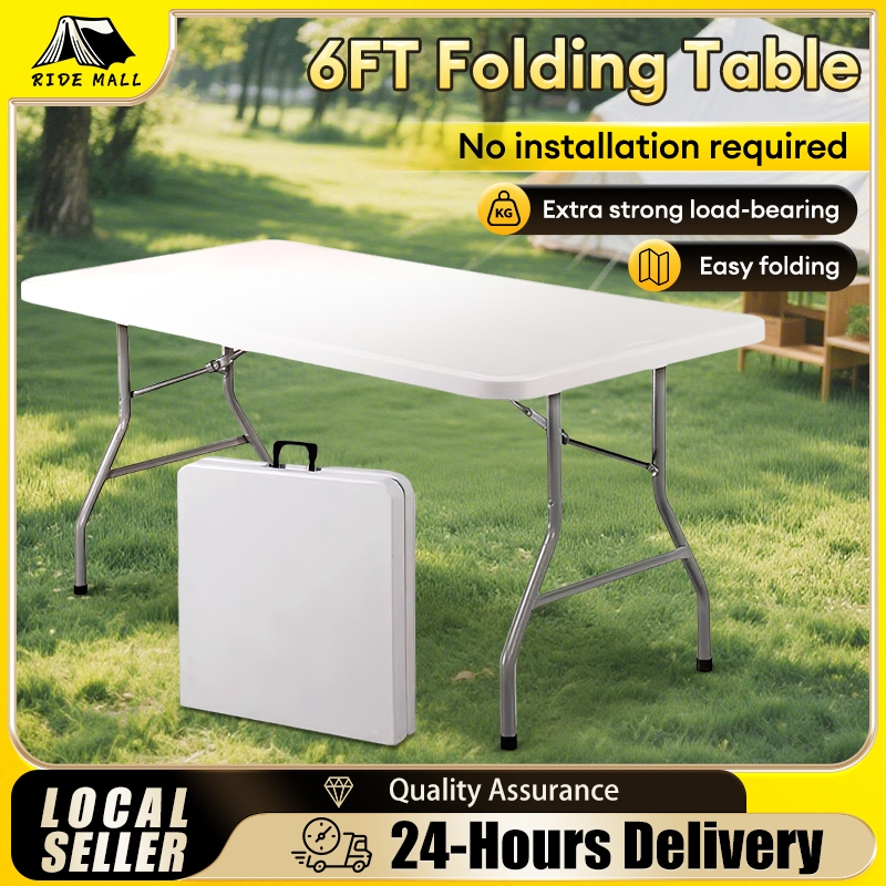 4FT 6FT Foldable Banquet Table Meja Lipat Outdoor Folding Table Meja ...