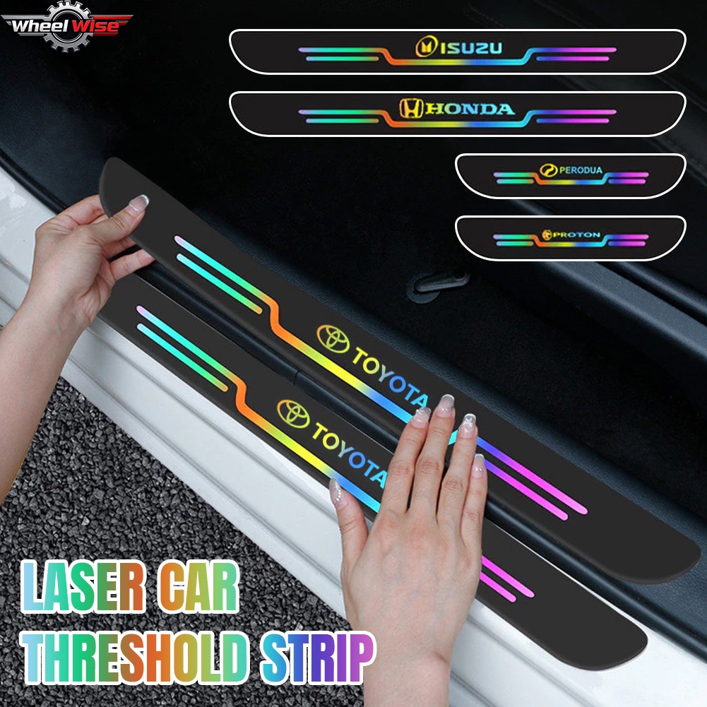 4Pcs Colorful Reflective Laser Car Door Sill Protector Stickers Car ...