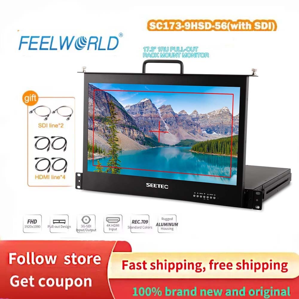 SEETEC 17.3 Inch 1RU Pull Out Rack Mount Monitor Full HD 1920x1080 ...