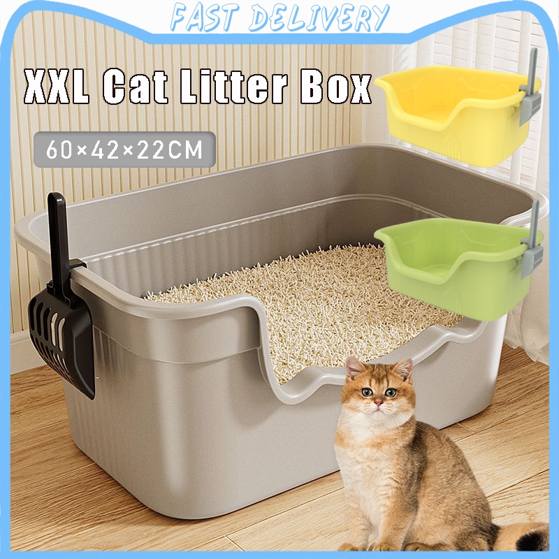 60CM Open Cat Litter Box Cats Sandbox Cat Toilet Large Capacity Plastic ...