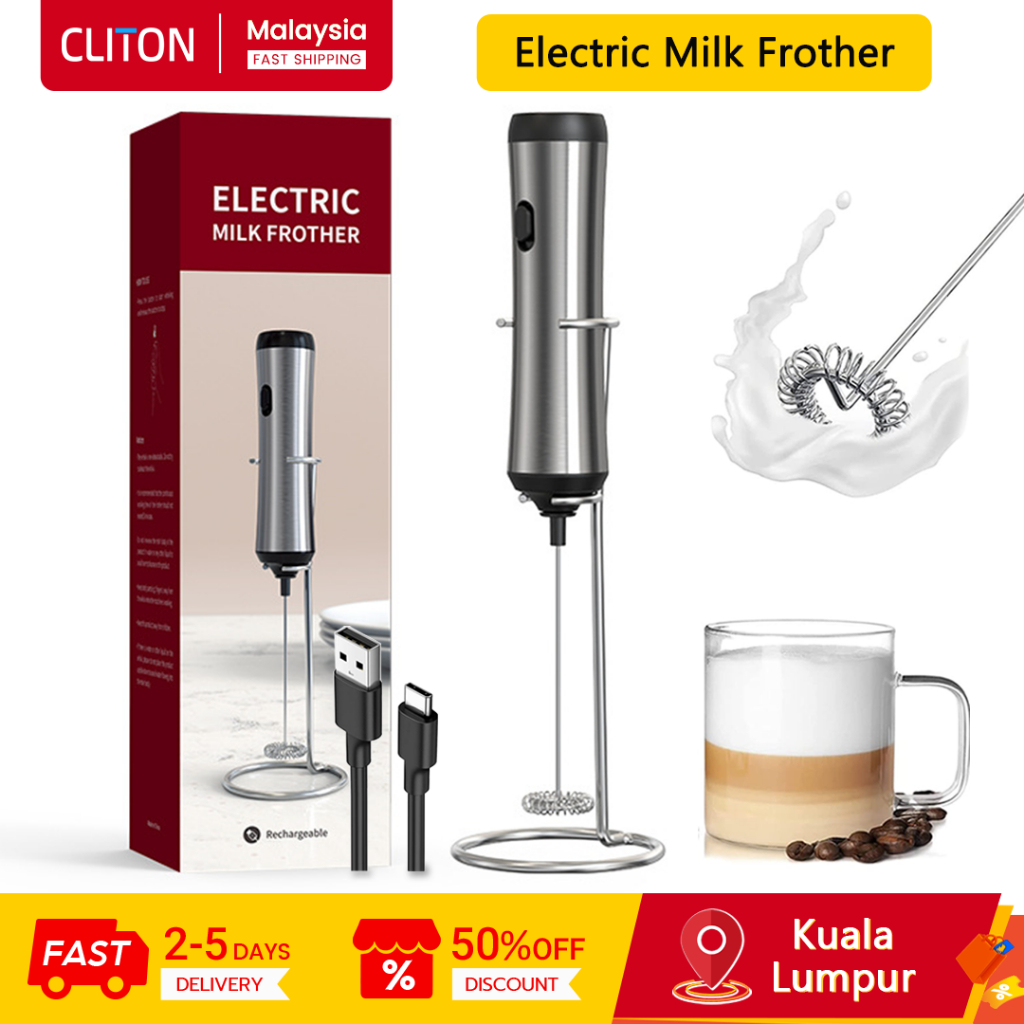 Cliton Milk Frother, Food Grade Egg Beater, Type-C Charging, Frother ...