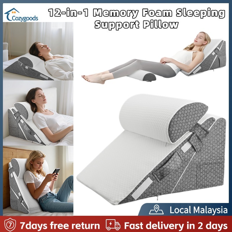 Triangle Mattress Wedge For Acid Reflux, Adult Bed Wedge Pillow After Shoulder Surgery For Lower Back Pain Heartburn Allergies Snoring, Tv Pillows For Sitting In Bed, Foam Ramp Wedge