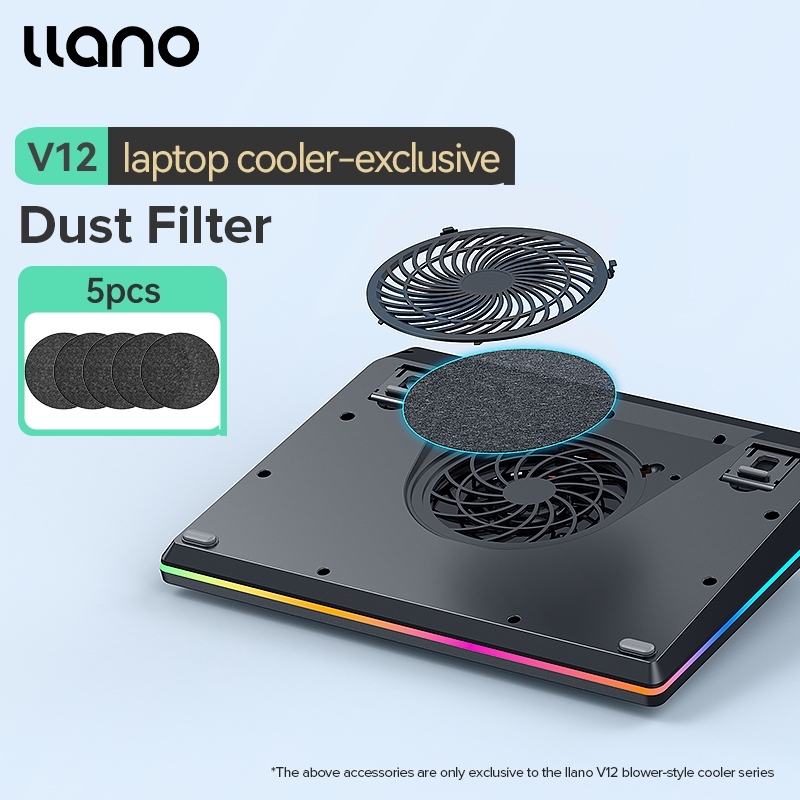 llano V12 V10 V13 Turbo-Fan RGB Laptop Cooler Dust Filter Memory Foam ...