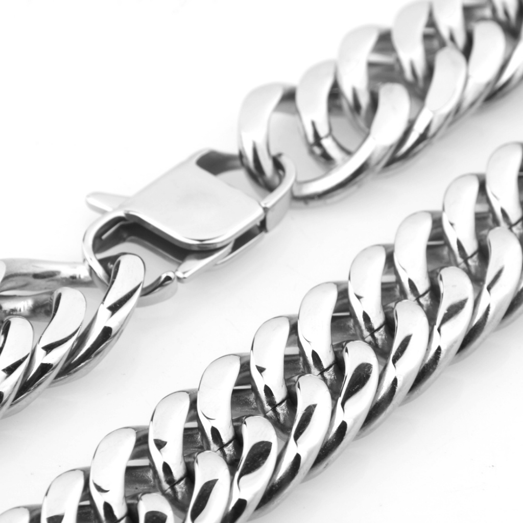 High Quality Silver Color Stainless Steel Men's Chain Necklace Heavy ...