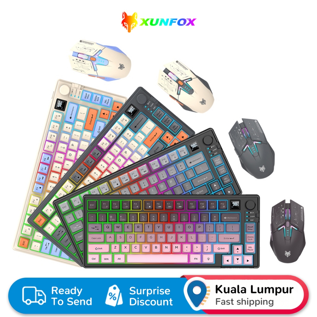 XUNFOX K920 Rechargeable Wireless Keyboard And Mouse Set 2.4G+BT Dual ...