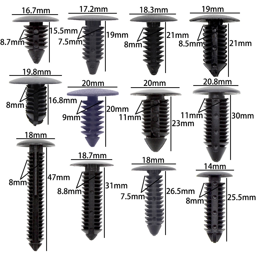 Trim Panel Clip 5mm 6mm 7mm 8mm 9mm 10mm 11mm Auto Fastener Fit Hole ...