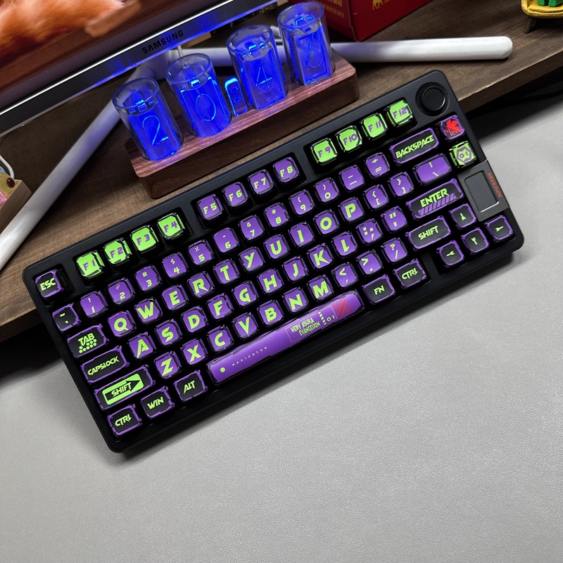【Keycap Only】Manga EVA01 Keycap 122 Keys Four Side Black Transparent ...