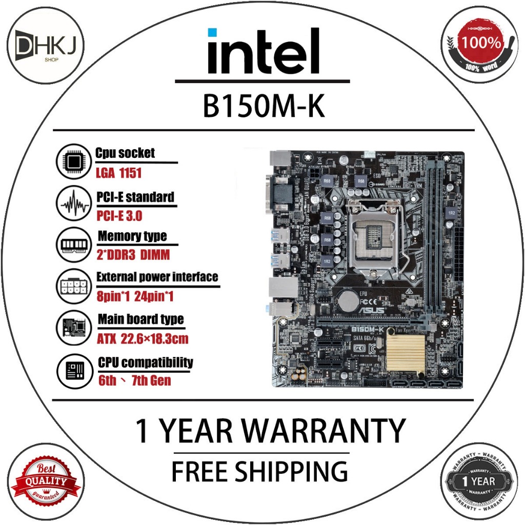 used B150M-K Motherboard Support LGA 1151 For Core i7/i5/i3 B150 ...