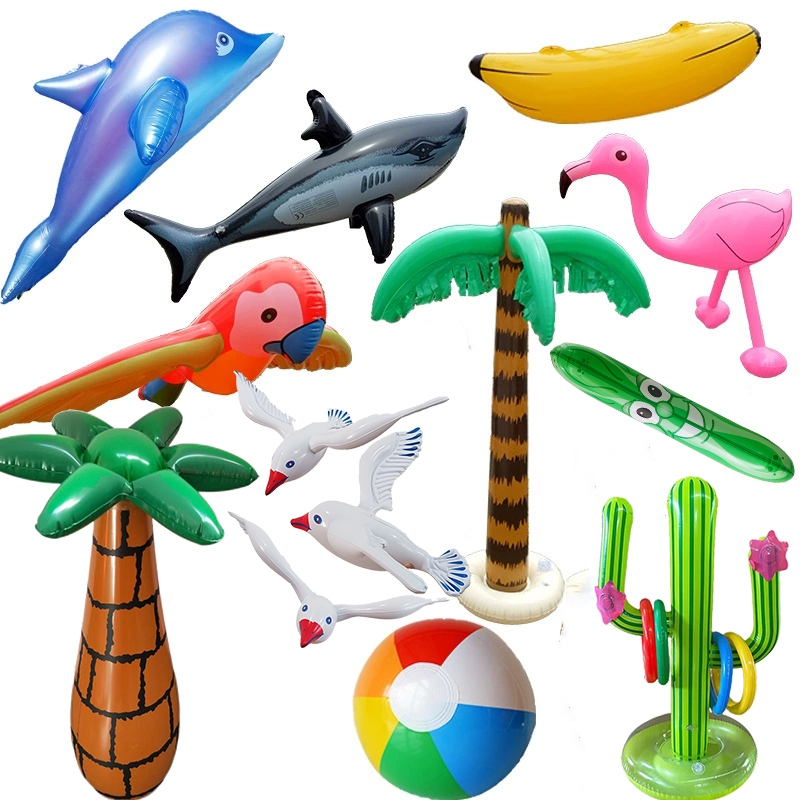 Inflatable Palm Tree Beach Cone Parrot Shark Party Toys Giant Tropical ...