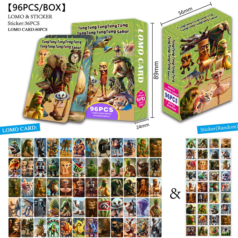 Stickers Italian Brainrot – 100 Piezas, Diseños Animales, PVC Resistente, 3-8 Cm