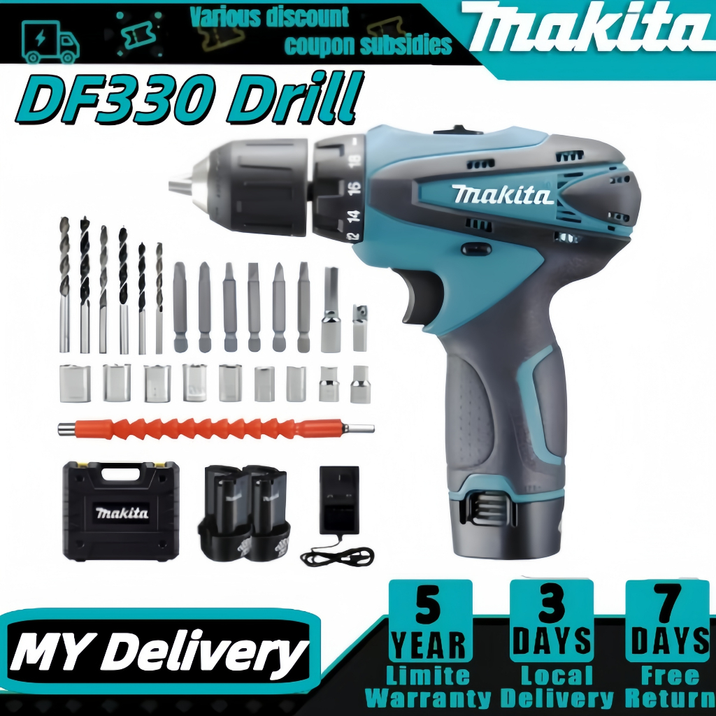 [MY]MAKITA DF330 Electric Cordless Drill 2 Battery High Power Drill ...