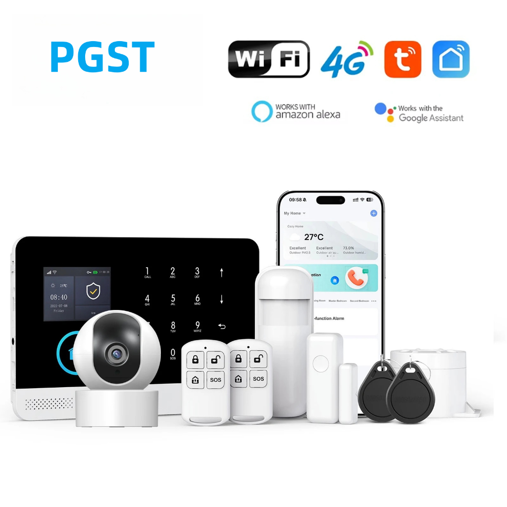 PGST 4G GSM Alarm System Wireless WIFI Tuya Sensor Kit Malaysian Plug ...