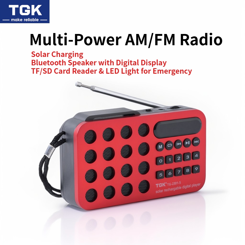 Multi-Power AM/FM Radio - Solar+Hand Crank Charging Bluetooth Speaker ...