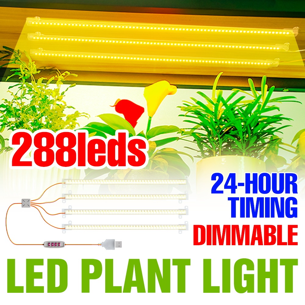 LED Full Spectrum Grow Light Bar USB Timing Dimmable Green Plant Lamp ...