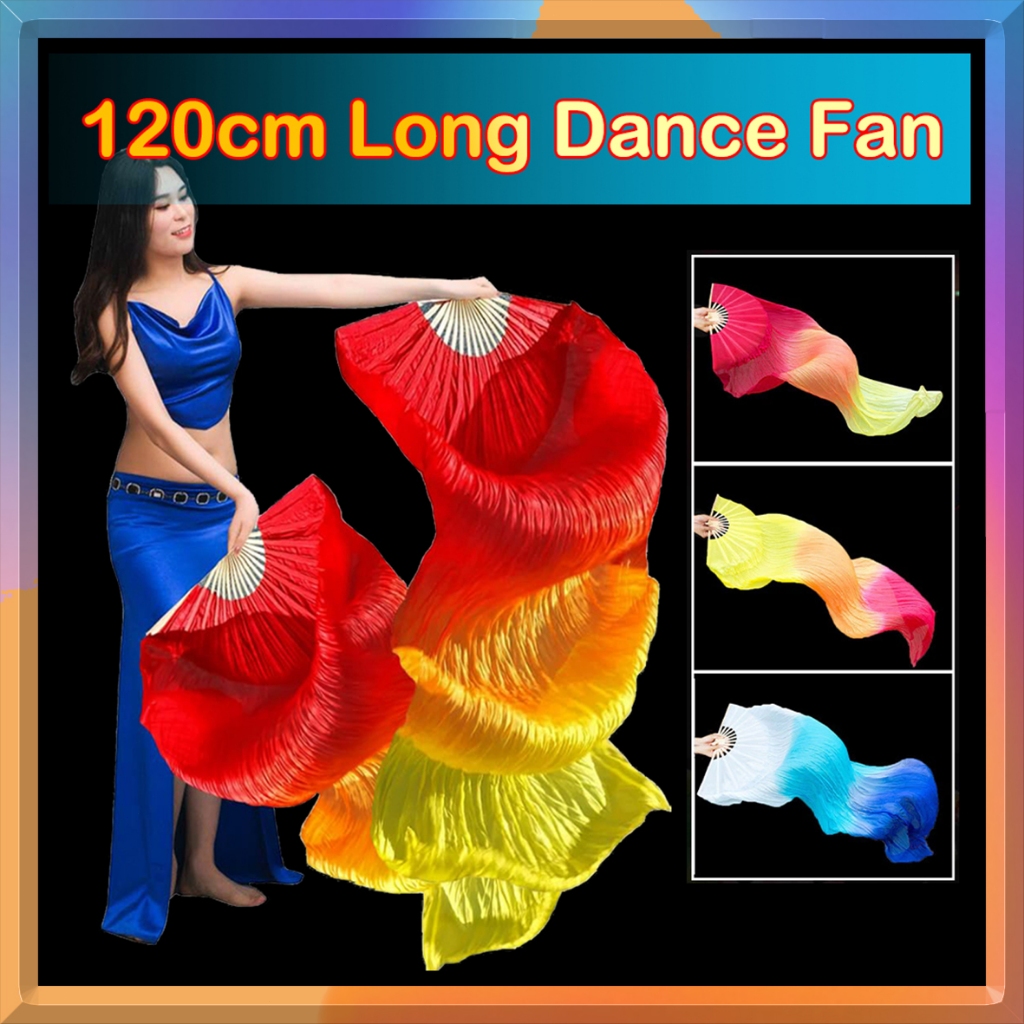 120CM Dance Fan | Multicolor Long Belly Dance Veil | Bamboo Hand Fan ...