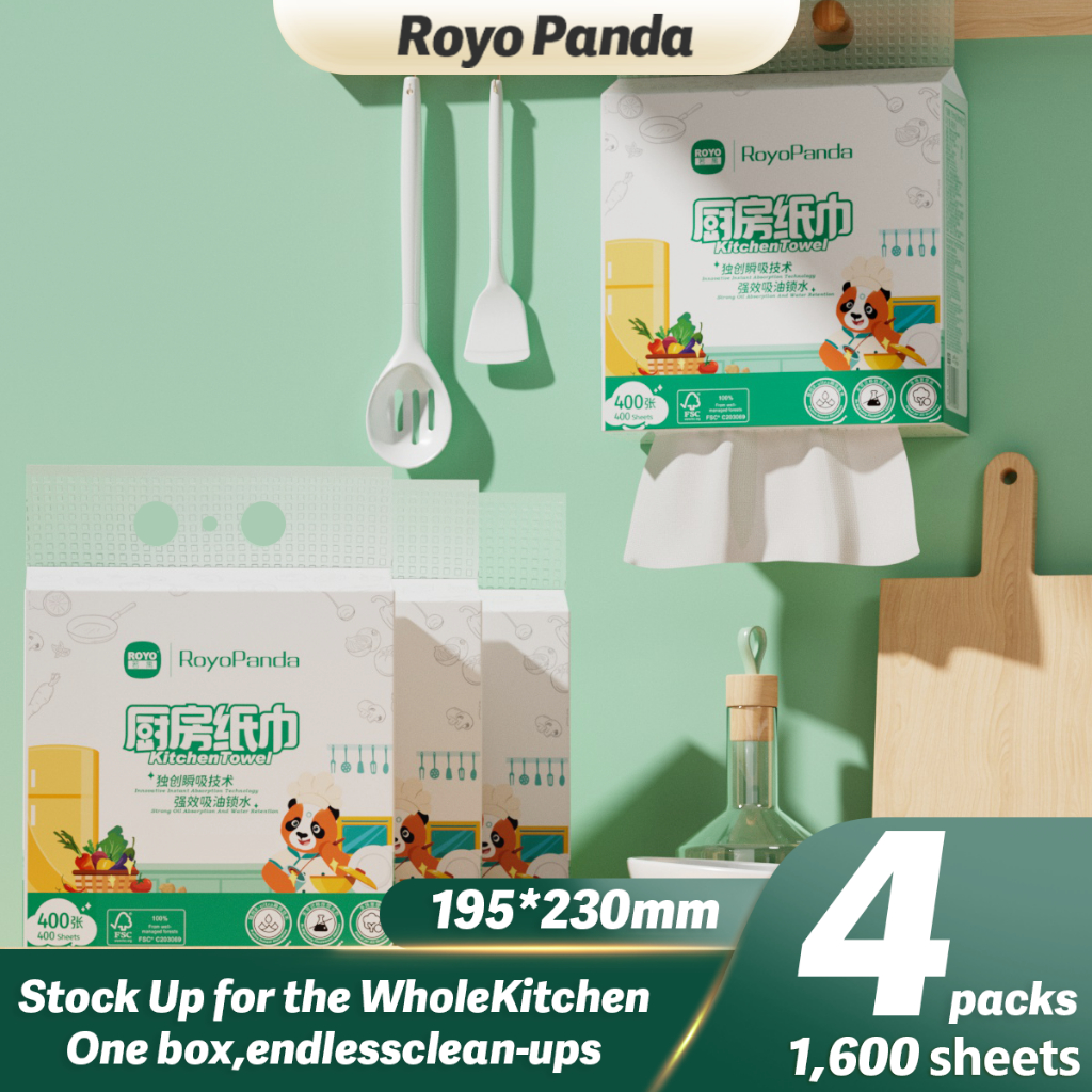 【4Packs】RoyoPanda Kitchen Tissue Towel Hanging Removable Oil-absorbent ...