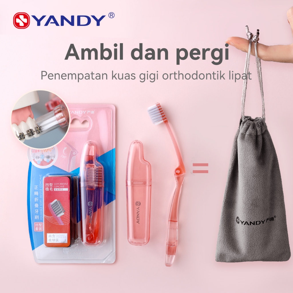 YANDY Sikat Gigi Lipat, Sikat Gigi dengan Bulu Lembut Ultra-halus ...