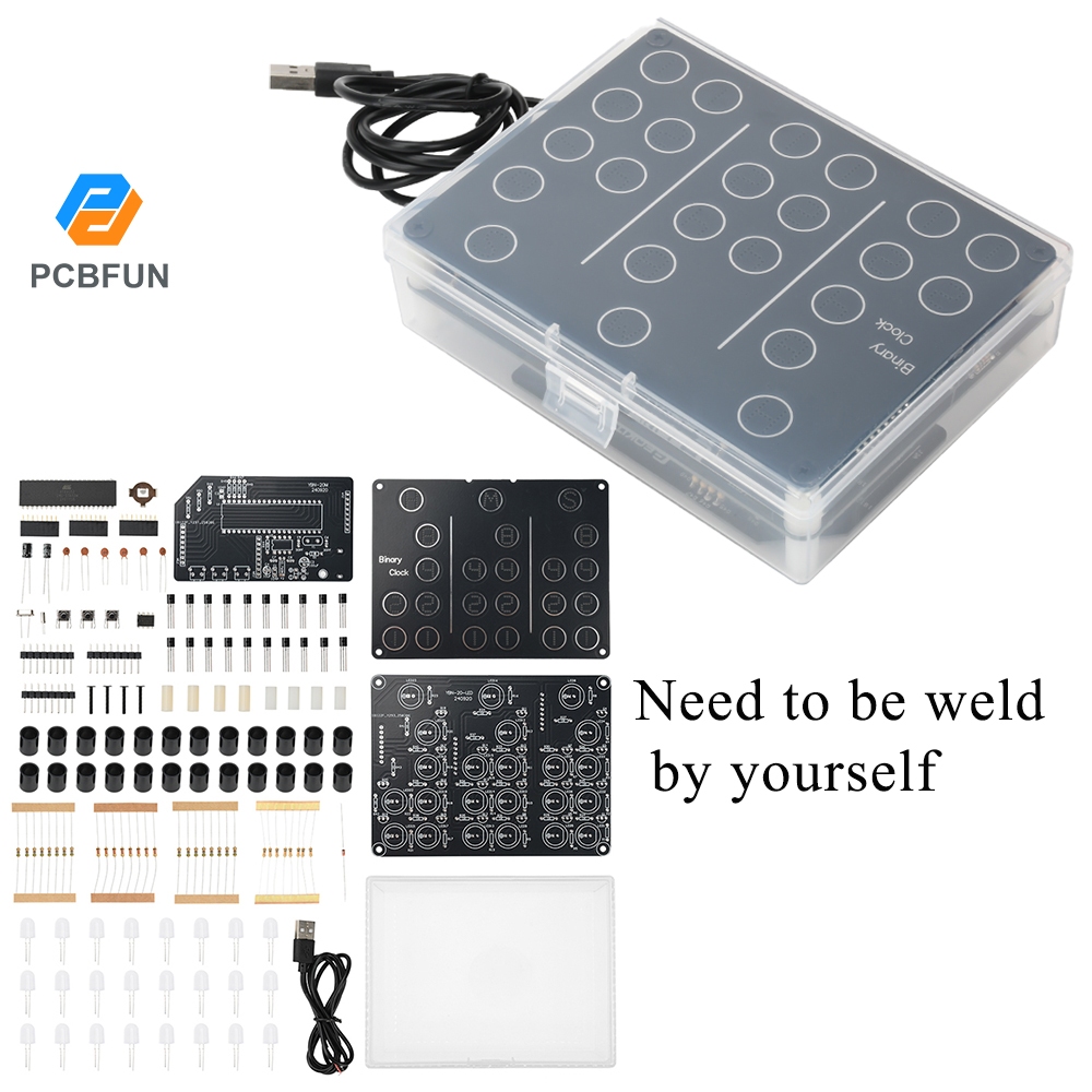 Pcbfun Binary Clock Electronic Clock Kit Creative Electronic Welding ...