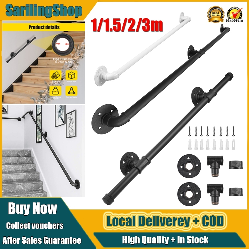 ⭐️Local Stock⭐️ Stair Handrail Galvanized Steel 1-3m Adjustable - Wall ...