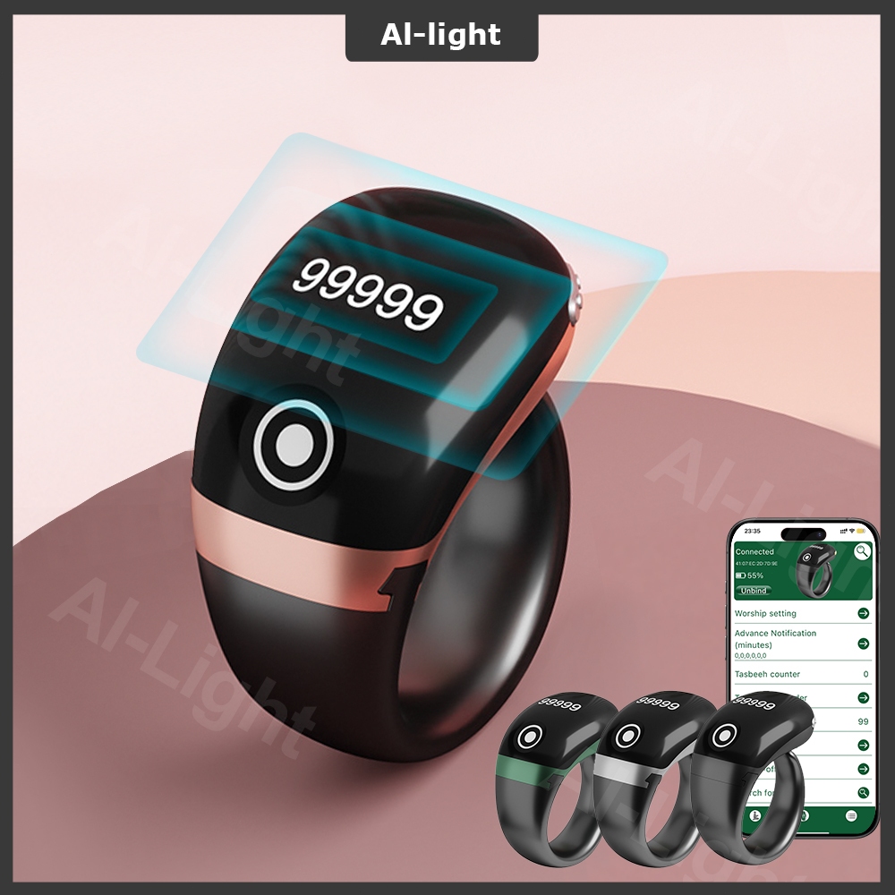 Smart Clock Digital Tasbih Counter Ring Bluetooth Zikir Tracker with ...