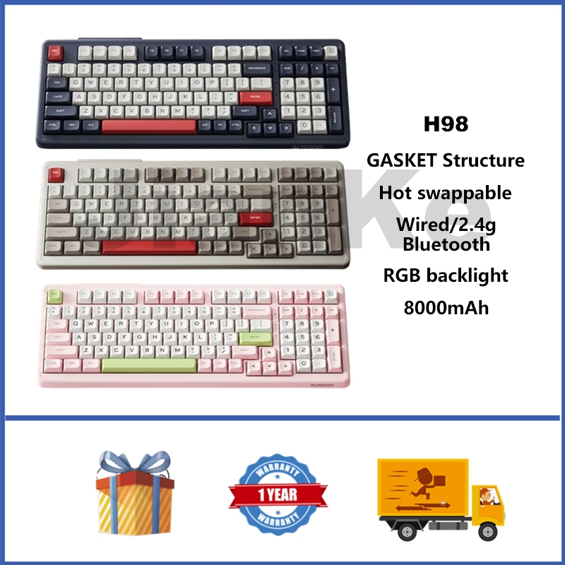 AUSDOM H98 Wireless Mechanical Keyboard 95% Hot swappable RGB GASKET ...