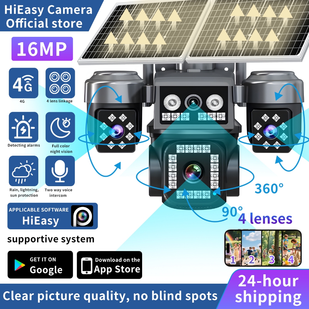 HiEasy AOV Solar CCTV 4G with 4 cameras wireless solar camera with ...
