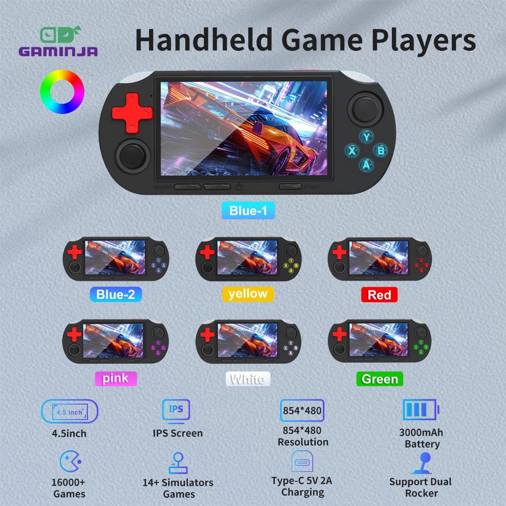 GAMINJA SF3000 Pro Handheld Game Console IPS Screen Retro Video Game ...