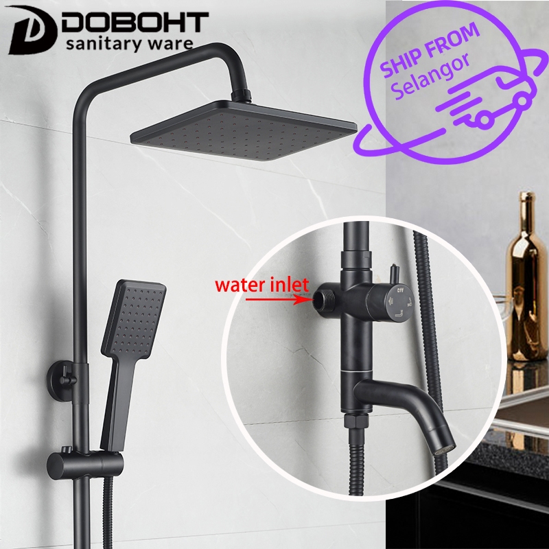 DOBOHT 4 in 1 Black Color Rainfall Shower Faucet Set Shower Set For ...