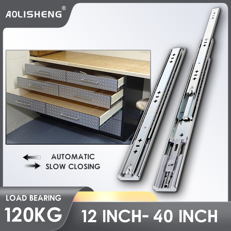 AOLISHENG 1 Pair Heavy Duty Drawer Slides Soft Close 120kg Load ...