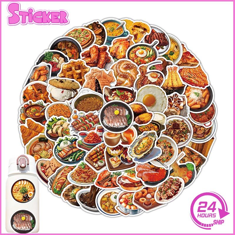 120PCS Realistic Delicious Food Dishes Graffiti Stickers For Helmet ...