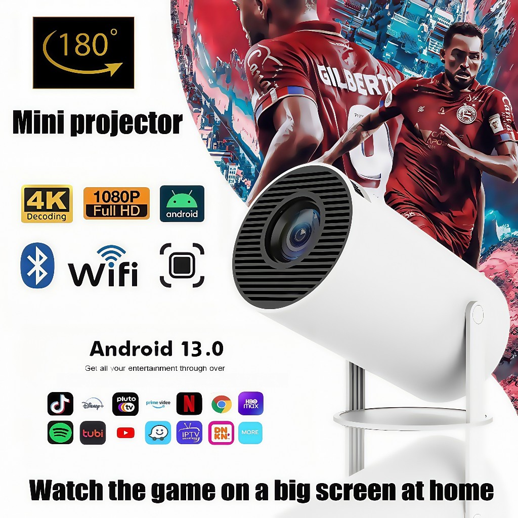 HY300 Portable Projector 4K Home Cinema Android 13 Projector Portable ...