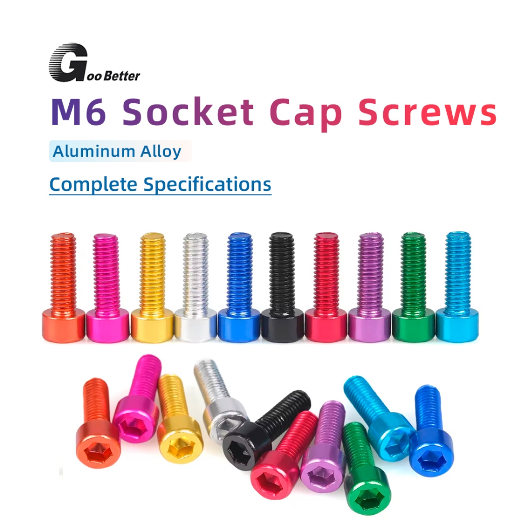 M6 Aluminium Socket Cap Screws - Allen Key Bolts Hex Head - Anodised ...