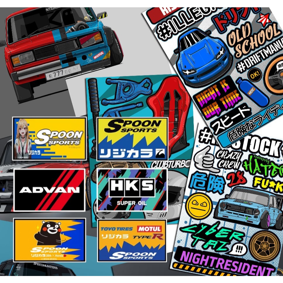 6PCS/SET JDM HKS MUGEN POWER Car Windshield Electrostatic Sticker ...
