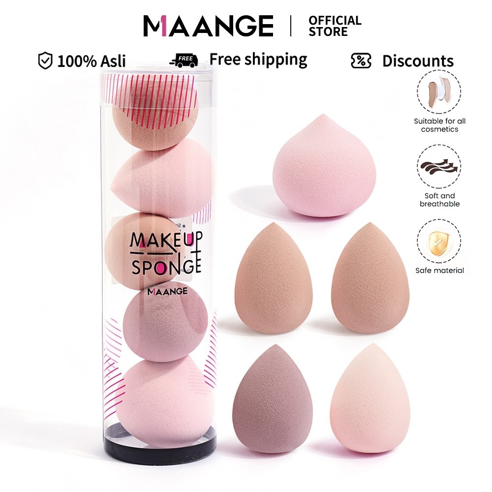 MAANGE 5Pcs/Box Sponge Blender Smooth Soft Makeup Sponge Puffs 51140 ...