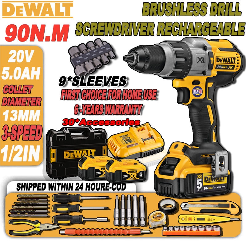 DeWalti-DCD999B-20V5.0AH-90N.M Cordless Drill Electric impact Drill ...