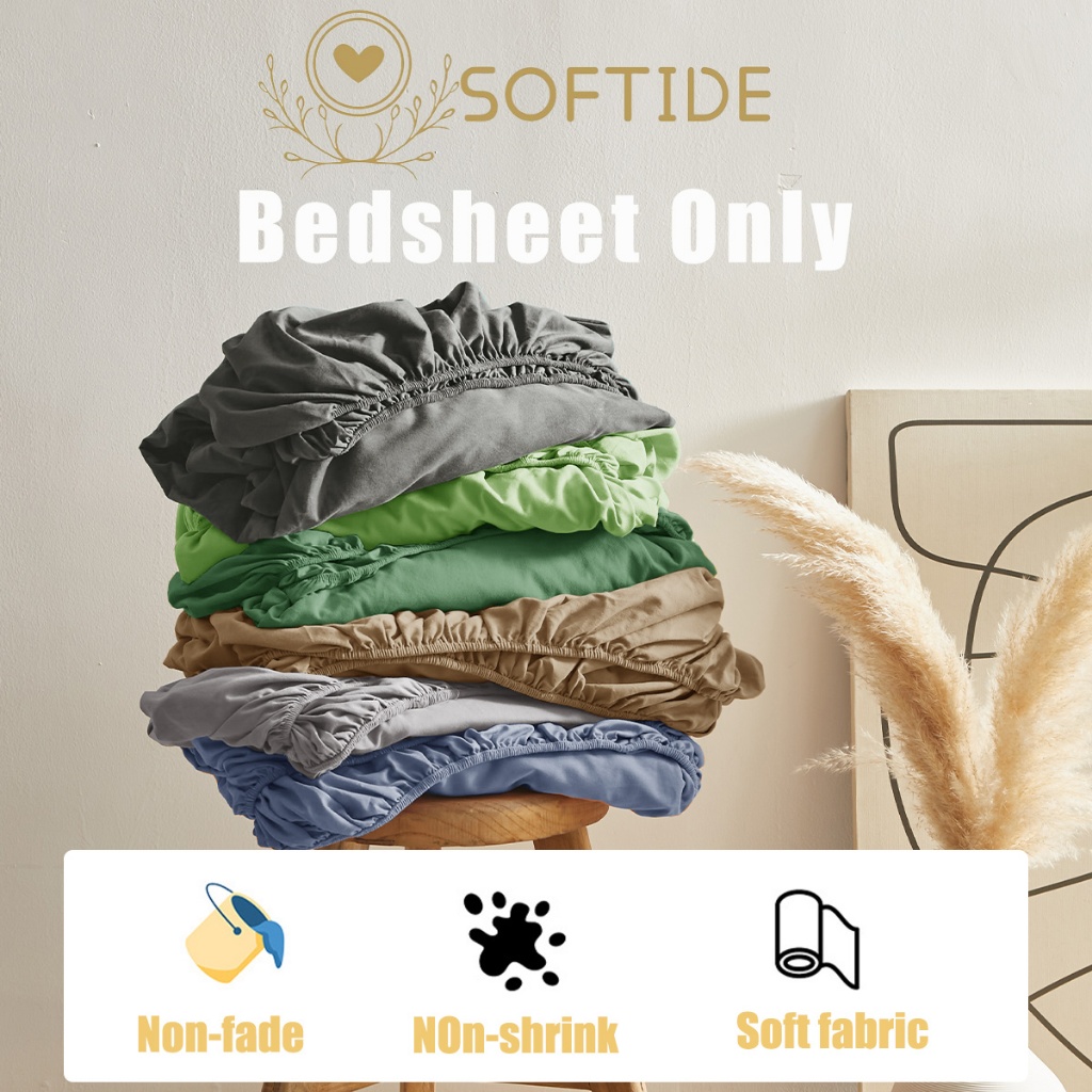 Bedsheet Single/Super Single/Queen/King Size Cadar Tilam Fitted Sheet ...
