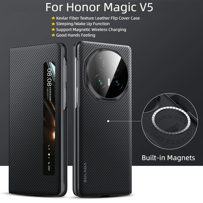 Luxury Kevlar Texture Leather Sleeping Wake Up Function Magnetic Smart ...