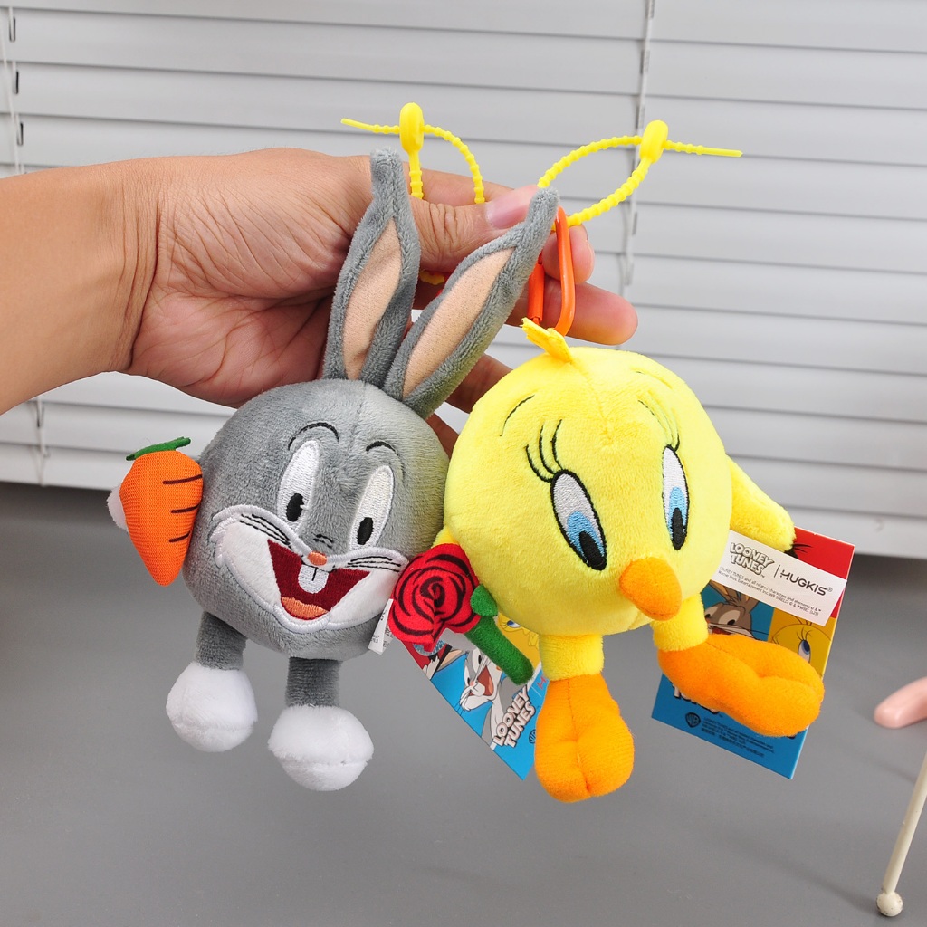 Official Looney Tunes Plush Keychain Bugs Bunny Tweety Bird Cute 