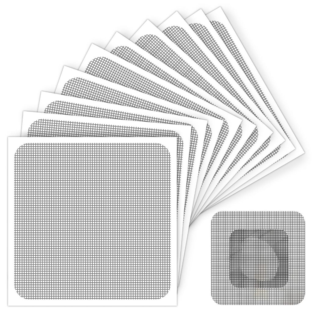 Window Screen Repair Patch, 10 Patches, 4" x 4" (10cm x 10cm), Grey, 3 ...