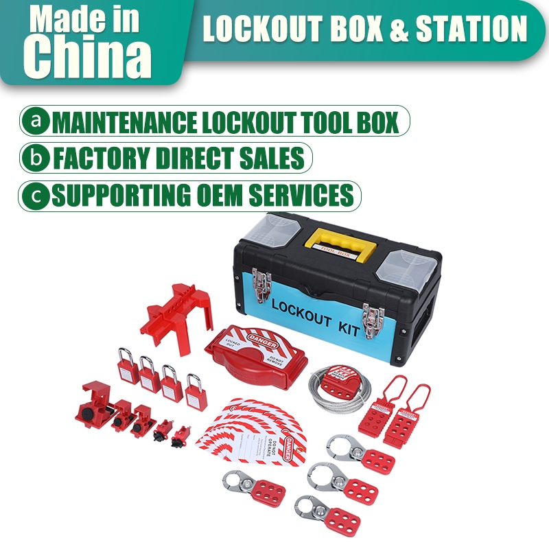 Safety Plastic Toolbox Portable Suitcase Locking Tag Set Group Lock Box ...