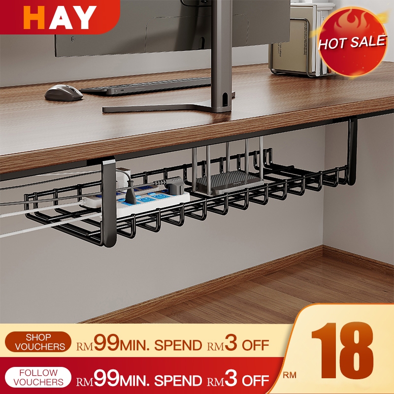 Under Table Cable Management Wire Organizer Cable Tray Under Desk Shelf ...