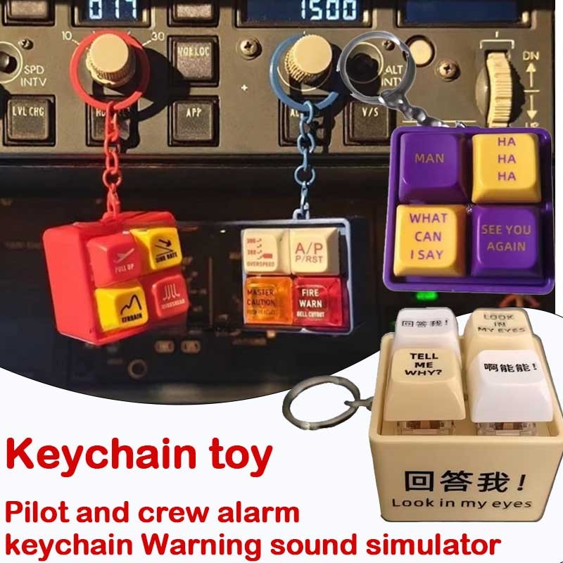Airplane Alert Keychain with LED Light Warning Sound Simulator Pilot ...