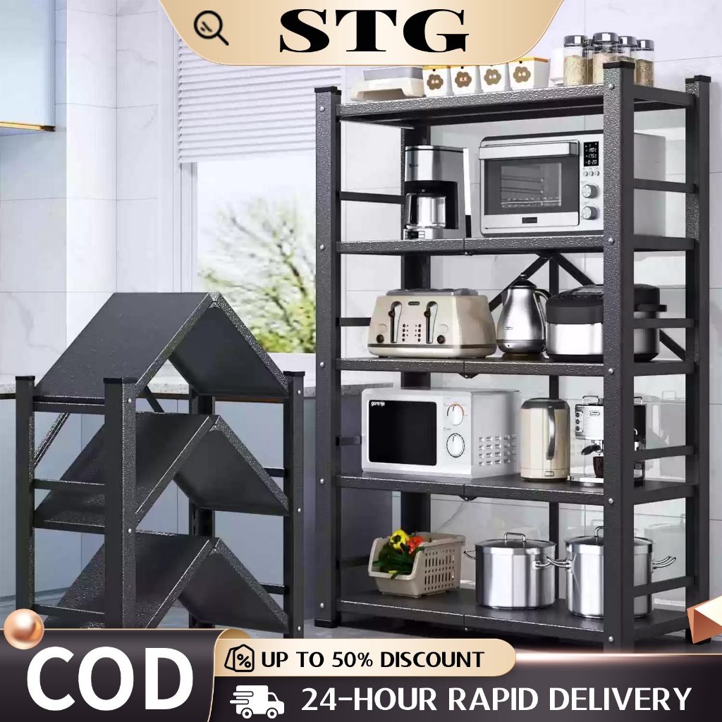 Foldable Steel Storage Rack with Multifunctional Kitchen Organizer ...