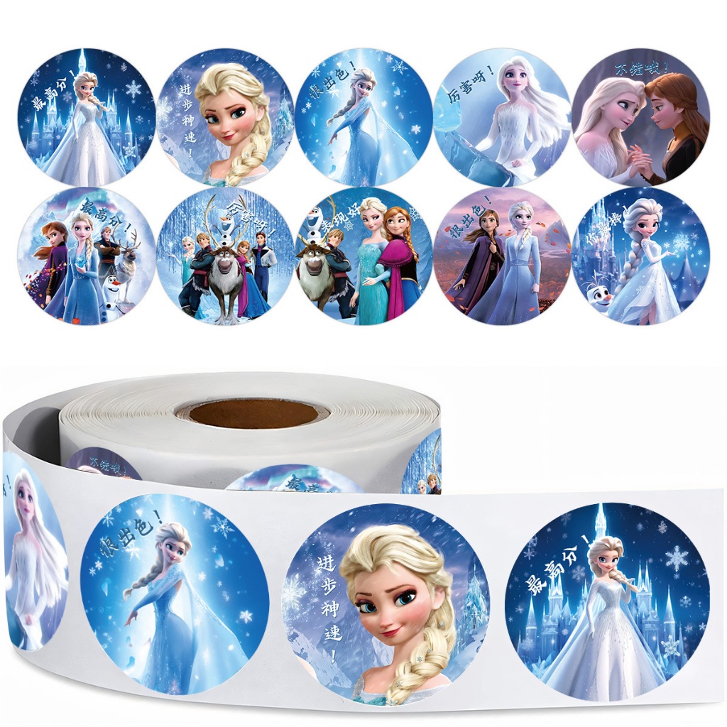 500PCS/Roll Kawaii Frozen Princess Elsa Cartoon Stickers Roll DIY ...