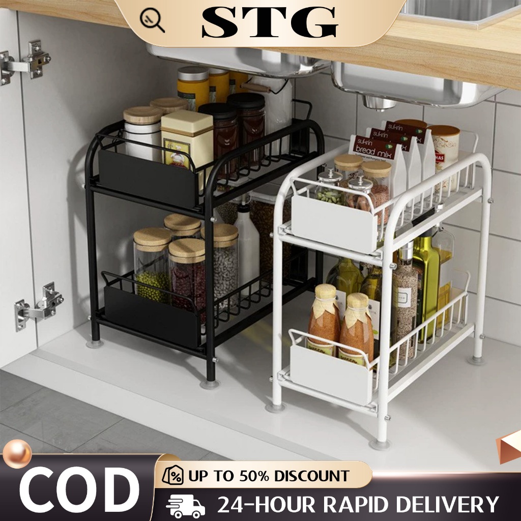 Ready Stock~Storage Rack Spice Rack Basket Organizer Under Sink Storage ...