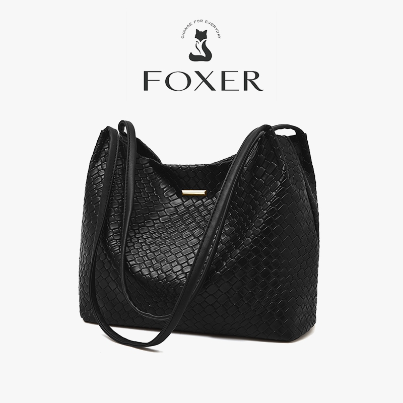 FOXER Women's One Shoulder Tote Bag Black and White Large Capacity ...