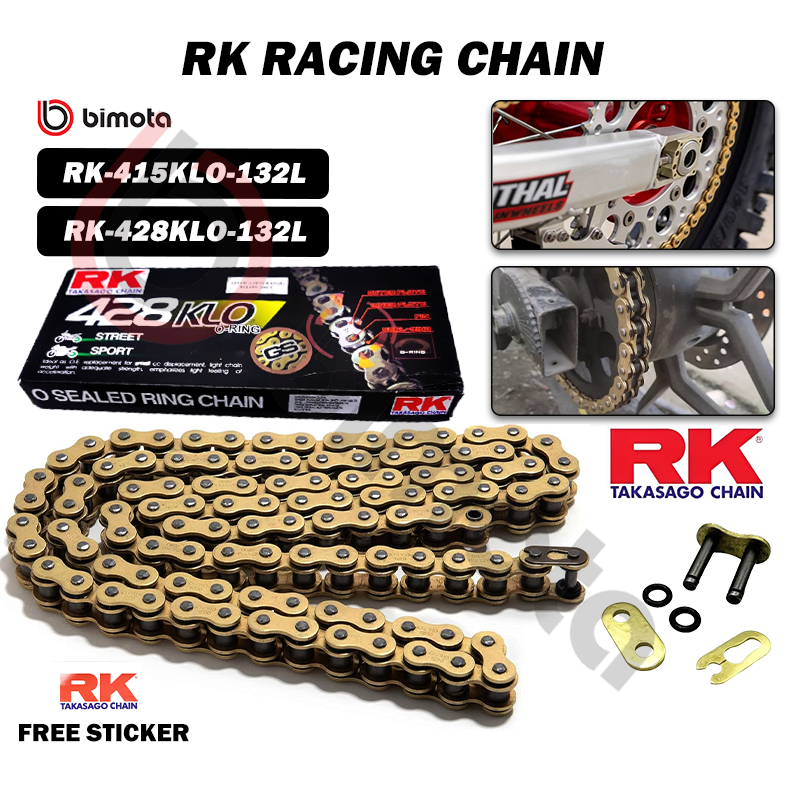 RK Rantai Takasago 415/428 KLO O-ring RKM Gold Chain132L Motorcycle ...