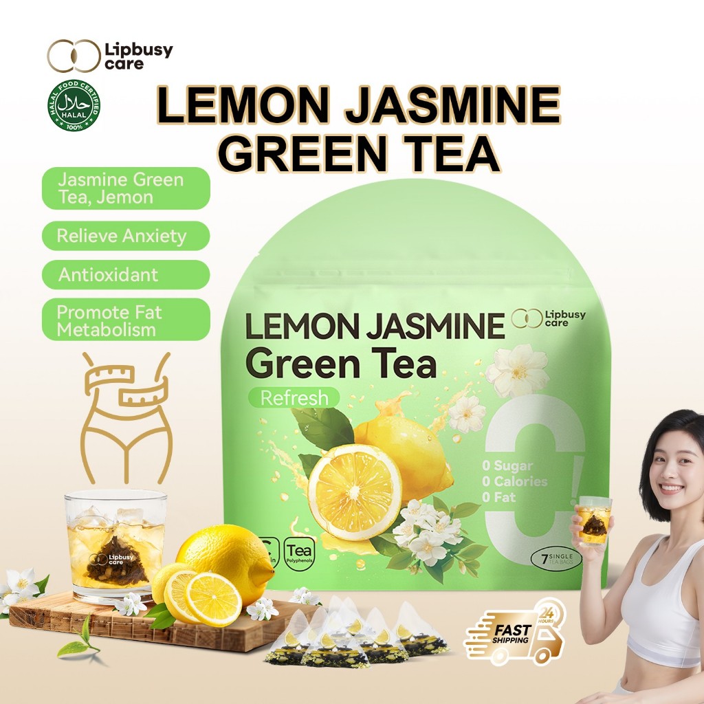 LIPBUSYCARE Jasmine Organic Green Tea Bag Fiber Slimming Lemon Tea ...
