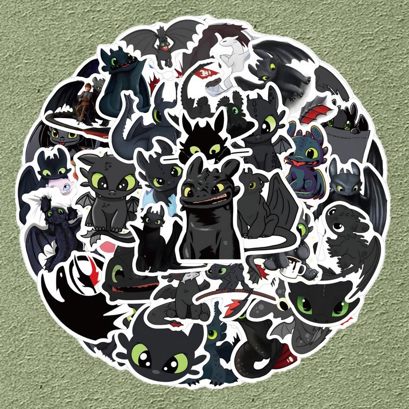 55PCS Cute Cartoon Toothless Stickers For Kids How to Train Your Dragon ...