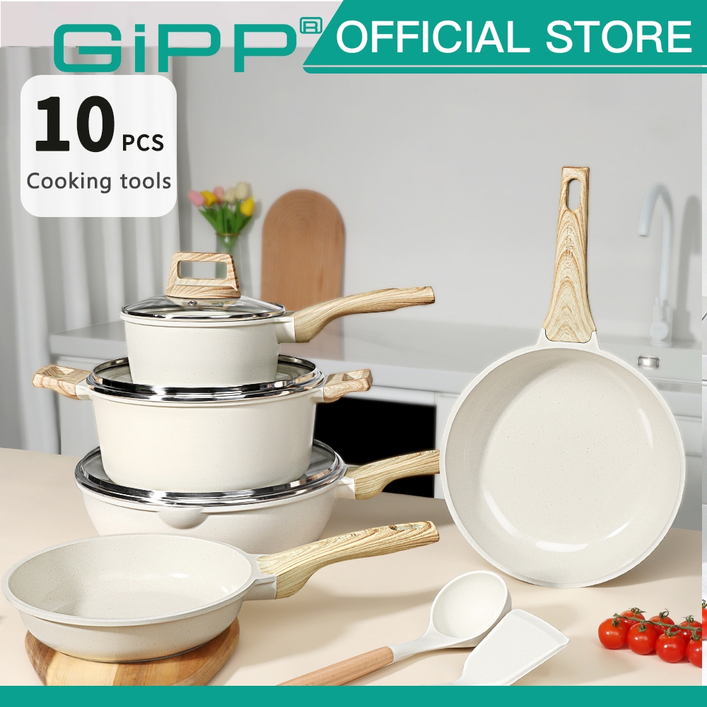 GiPP Granite periuk batu Nonstick Cookware Set (10 Pcs) PFOA Free ...